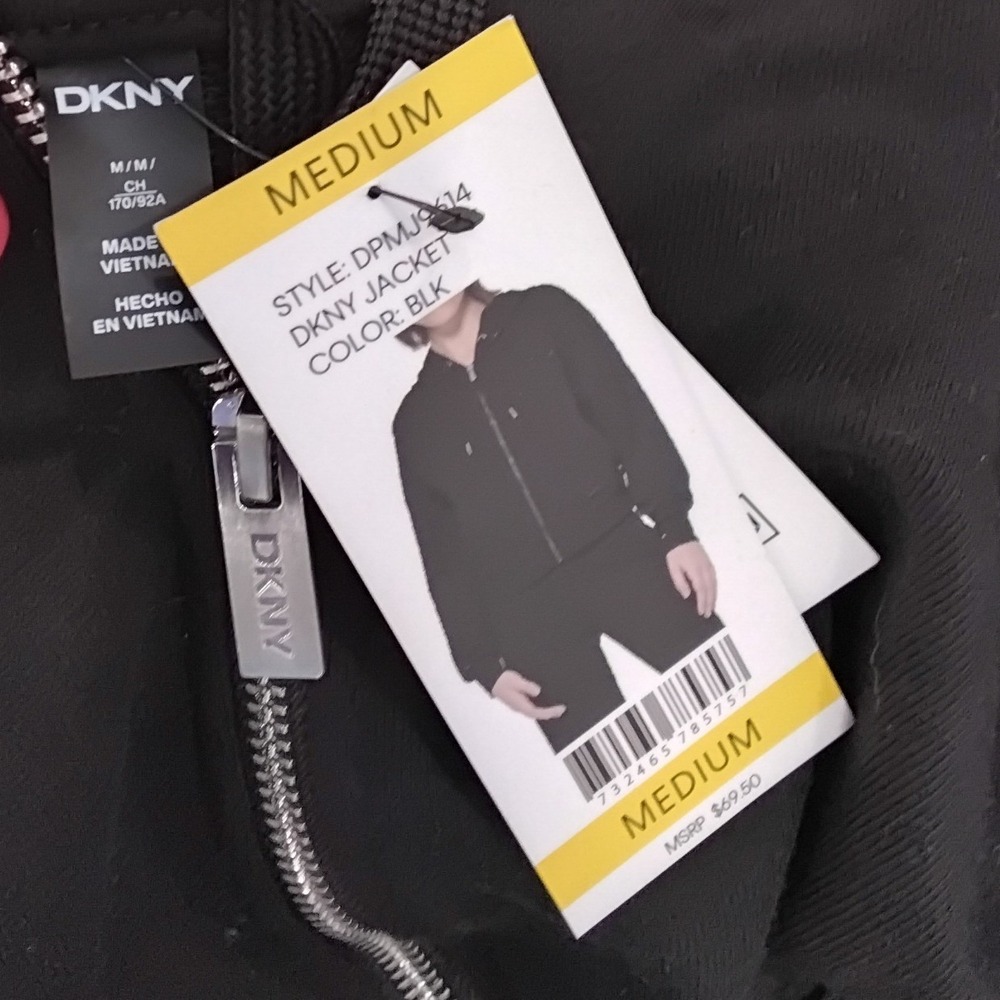 DKNY Sport Womens Black Full Zip Cropped Hoodie Jacket DPMJ9614‎ Medium NWT